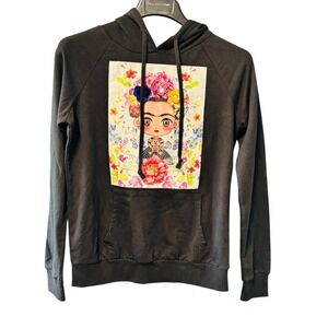 Women Active Basic Frida Kahlo Graphic Sweater Black‎ Size Small